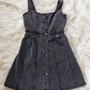 Forever 21 Charcoal Button-Up Mini Dress
